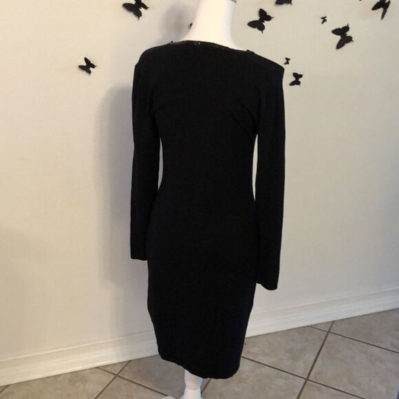 Ralph Ralph Lauren M silk and cotton beaded V-neck three-quarter sleeve dress - Picture 4 of 15